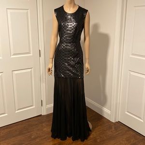 BCBG MAXAZRIA sequin open back maxi dress
